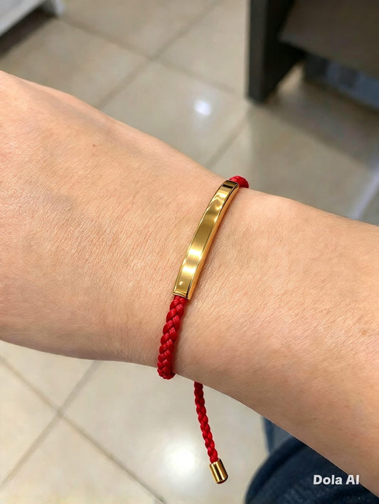 Pulserita cuerda roja metal dorado