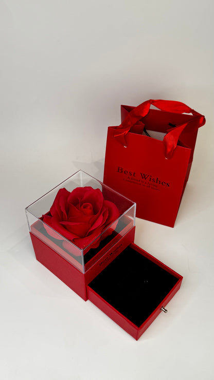 Rosa eterna cajita negra y roja